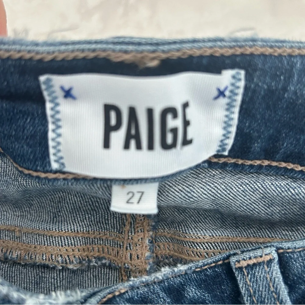 PAIGE Verdugo Ankle Jeans Womens 27 Dark Wash Skinny Raw Hem Distressed Stretch